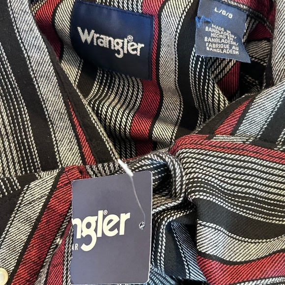 WRANGLER Western 100% Cotton Lightweight Flannel Pearl-snap Work Shirt L NWT - Picture 9 of 9